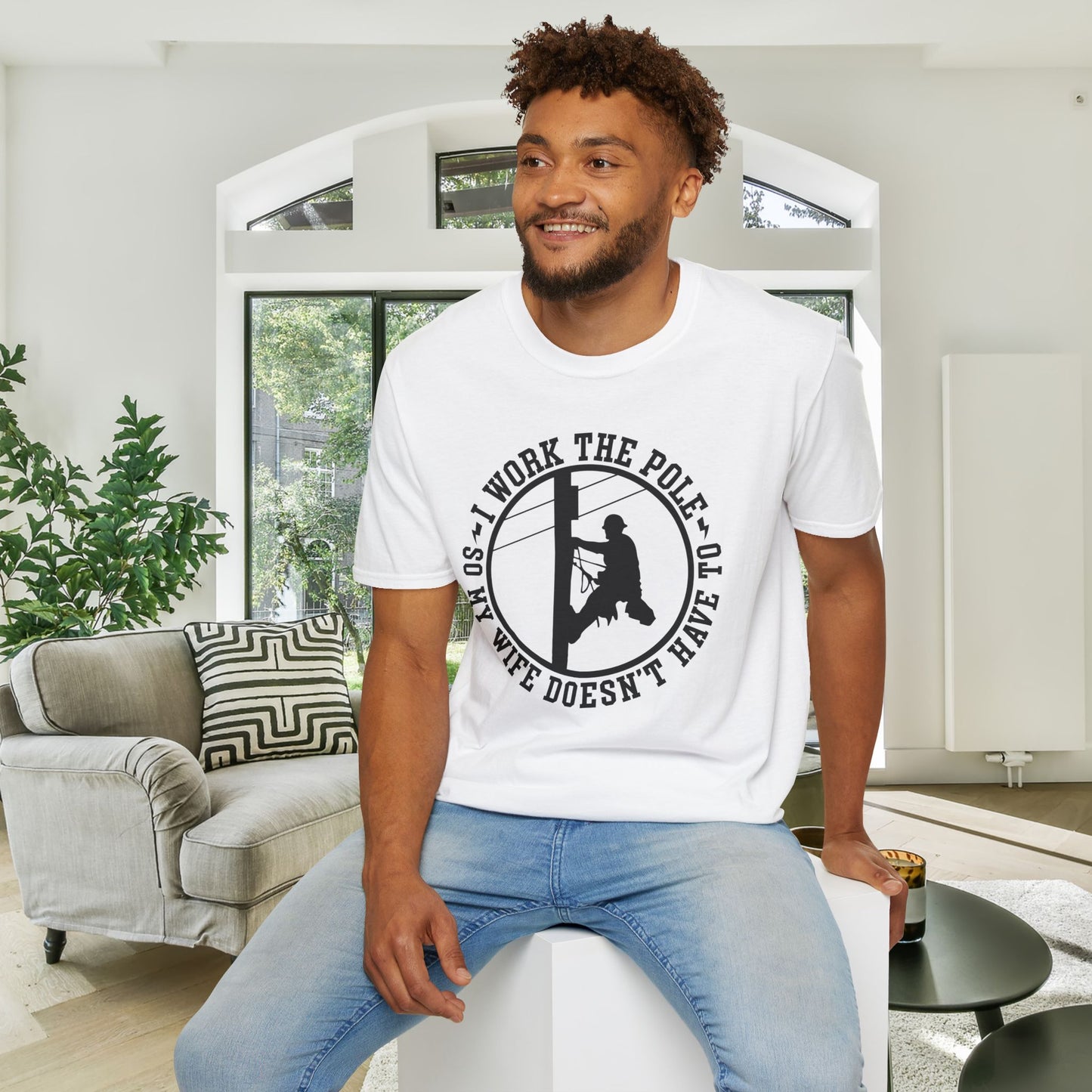 I Work The Pole So She Doesnt Have To Adult T-shirt
