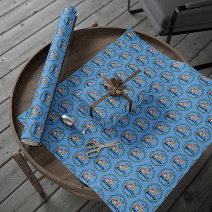 Cute Reindeer Wreath Custom Wrapping Paper (Randy)