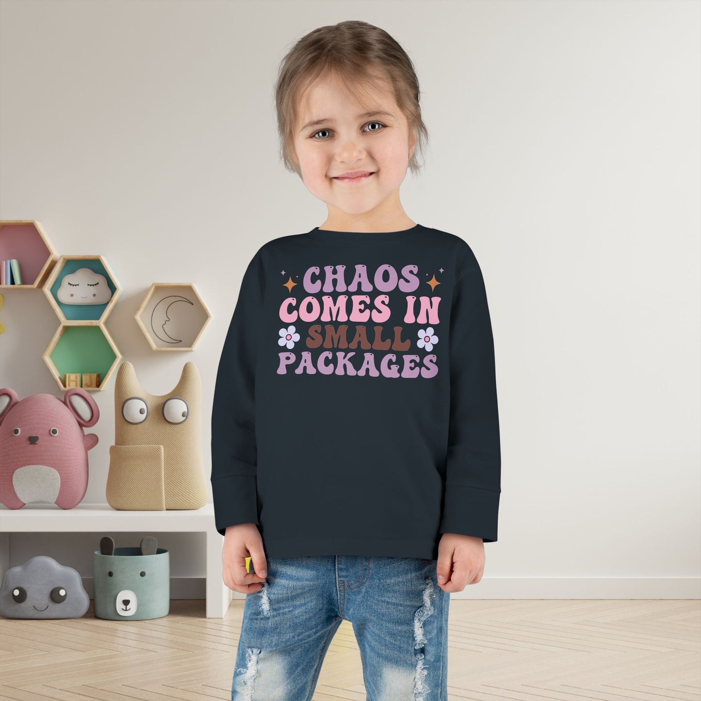 Chaos Comes In Small Packages Toddler Long Sleeve Tee