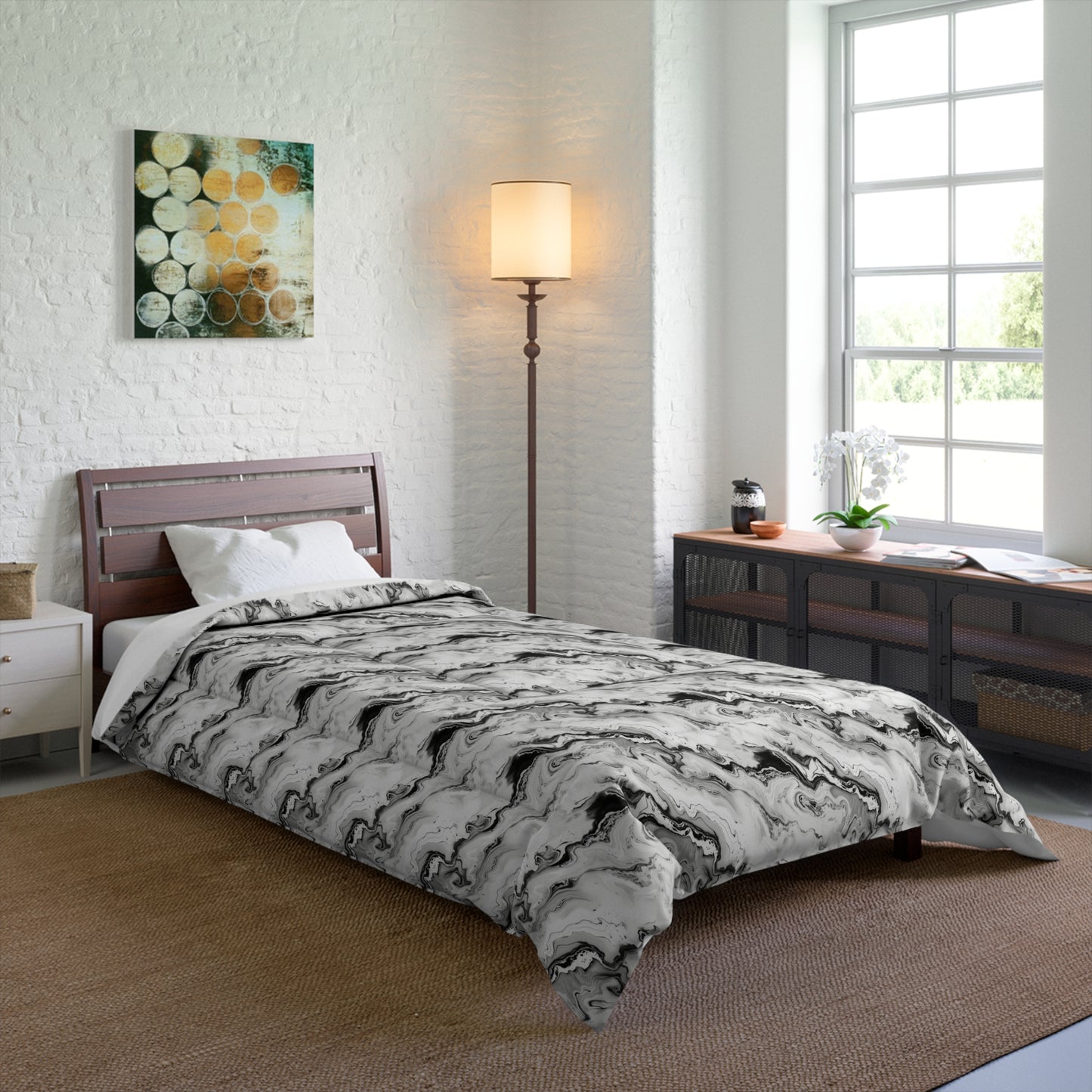 Frost Veil Marble Comforter