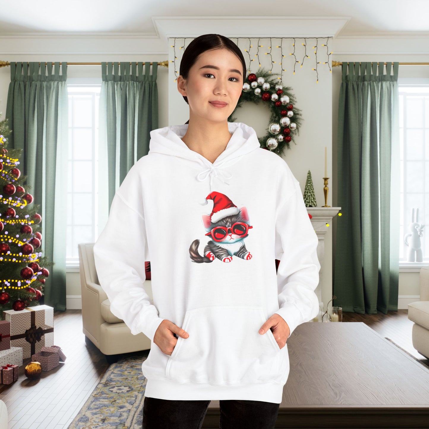 Santa Kitten Heavy Blend™ Hooded Sweatshirt