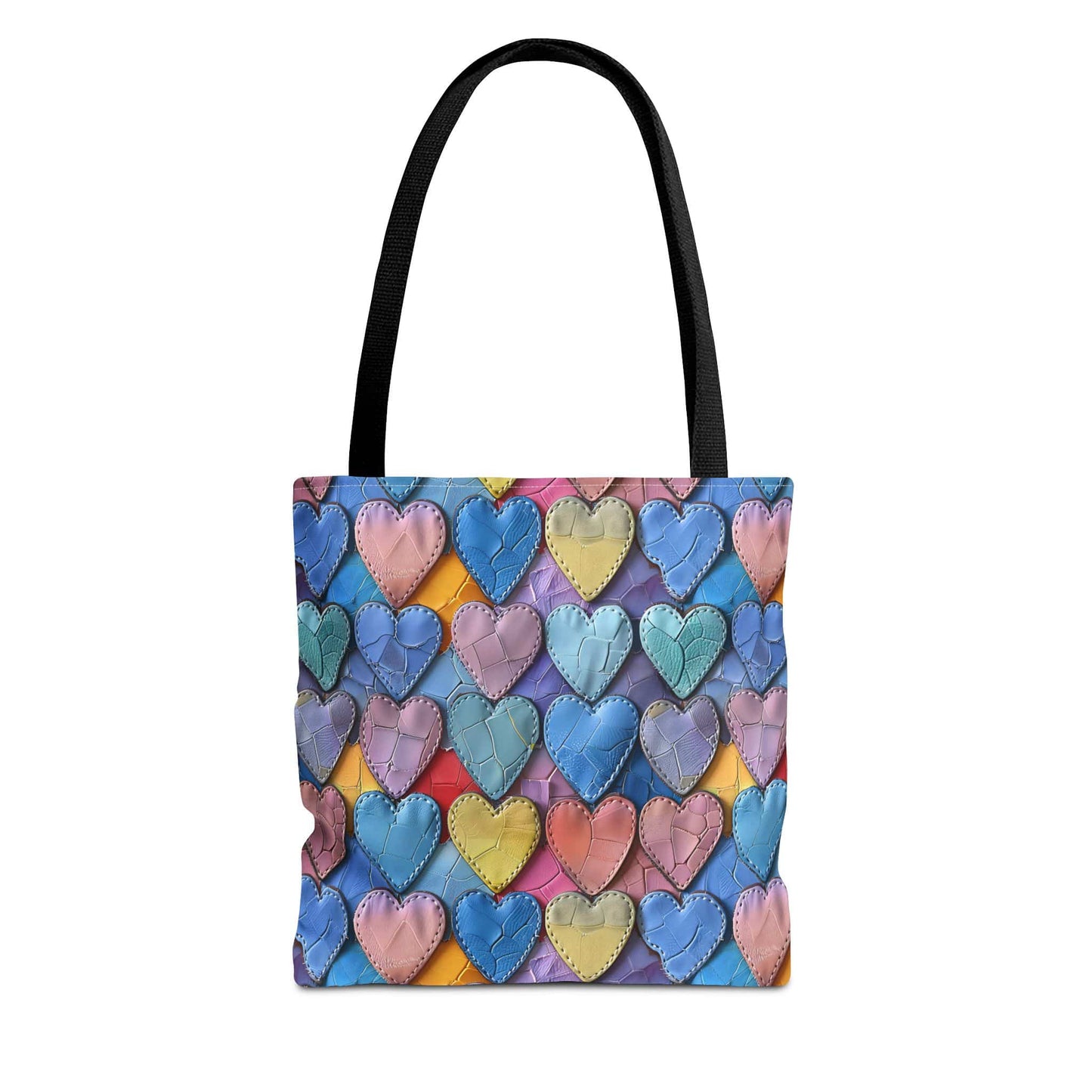 Color Pop Leather Hearts Canvas Tote Bag