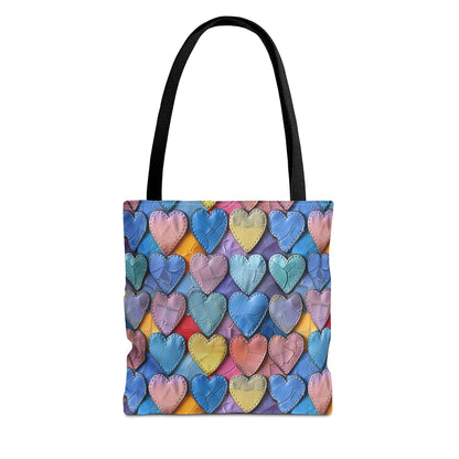 Color Pop Leather Hearts Canvas Tote Bag
