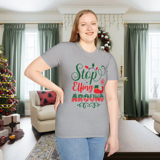 Stop Elfing Around Adult T-shirt