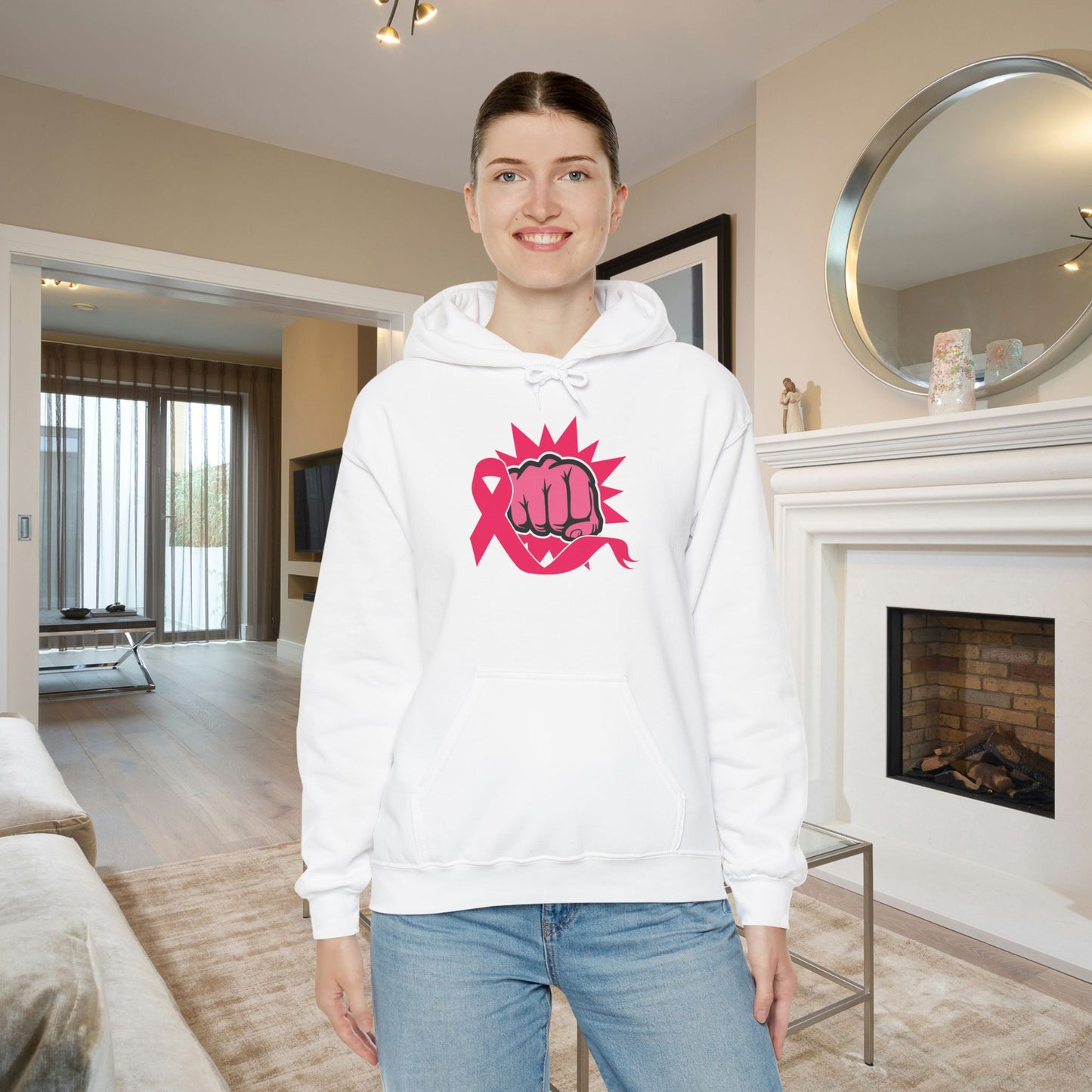 Breast Cancer Warrior Punch Adult Heavy Blend™ Hoodie