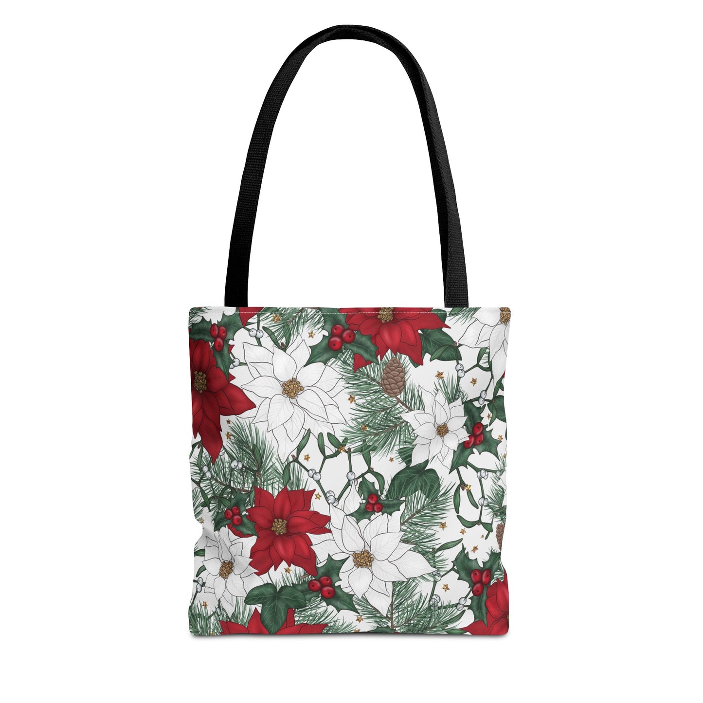 Winter Poinsettia Garden Canvas Tote Bag