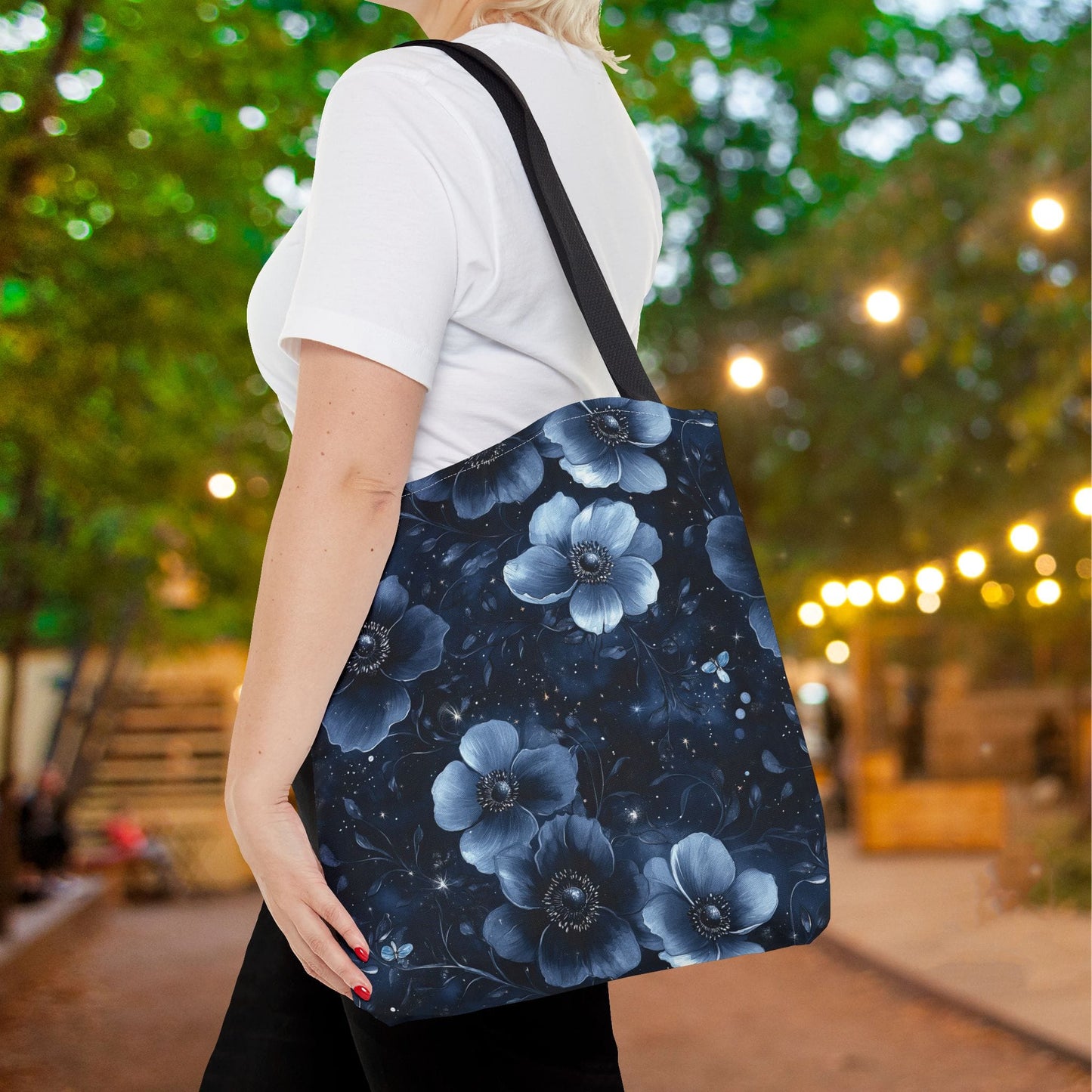 Midnight Blossoms Canvas Tote Bag
