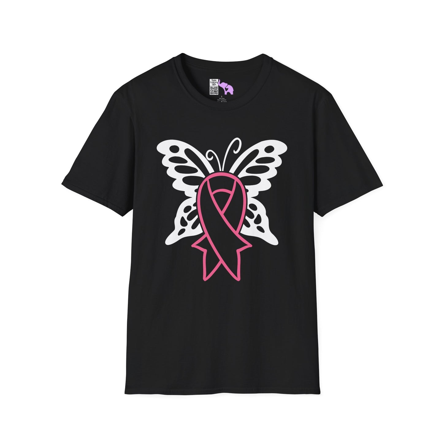 Butterfly Pink Support Ribbon Adult T-shirt