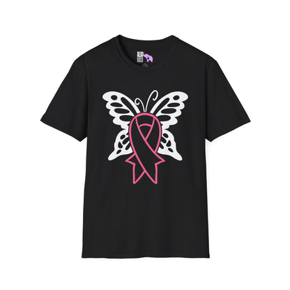 Butterfly Pink Support Ribbon Adult T-shirt