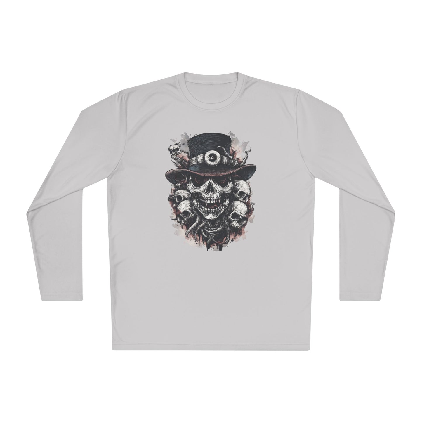 Creepy Skull w/Top Hat Adult Long Sleeve Tee