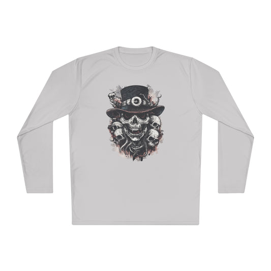 Creepy Skull w/Top Hat Adult Long Sleeve Tee