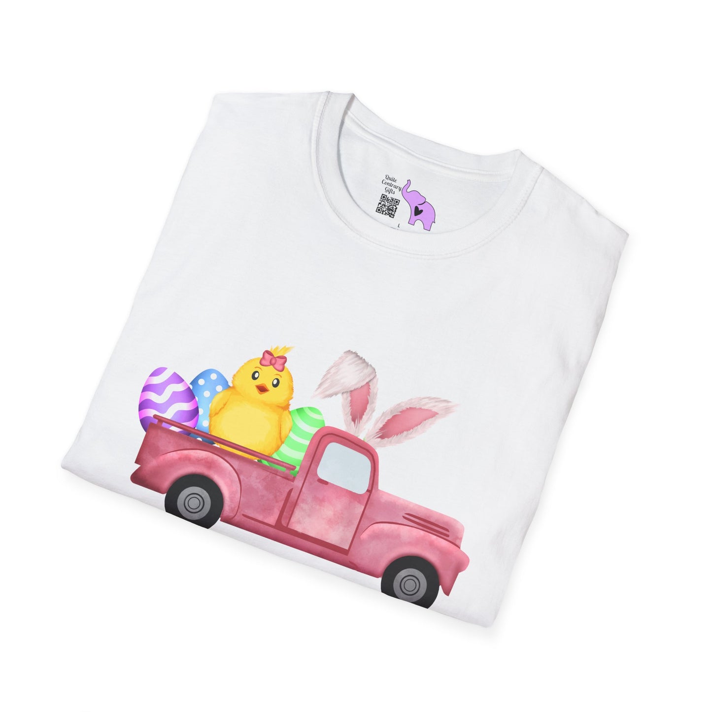 Easter Chick & Eggs In Vintage Truck Adult T-shirt