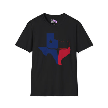 Texas Flag w/Longhorn Adult T-shirt