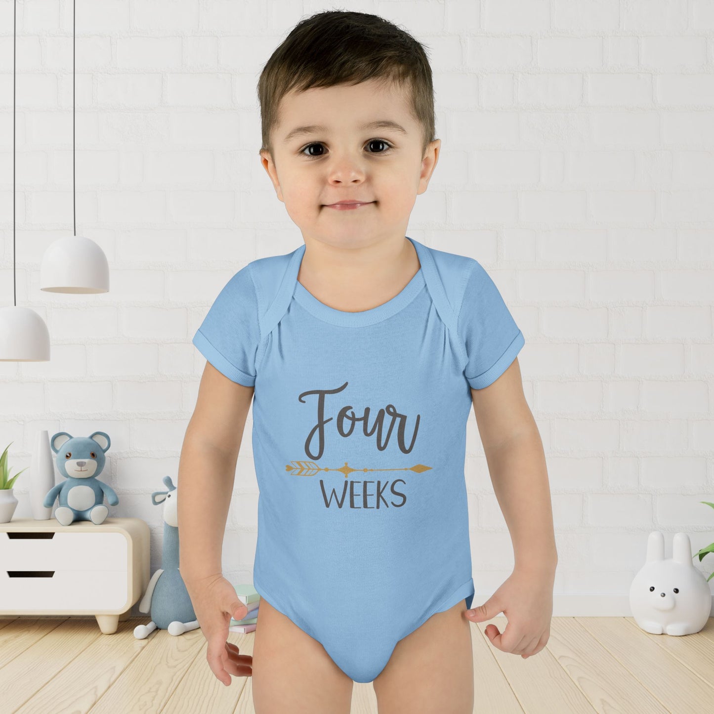 Golden Arrow Milestone Baby Bodysuit-Four Weeks