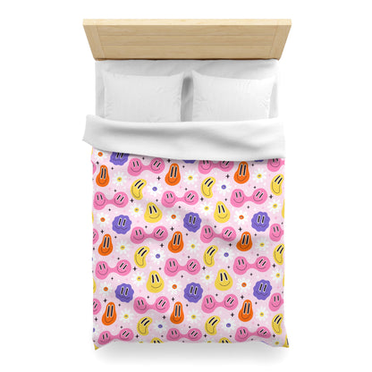 Whimsical Smiley Faces Microfiber Duvet Cover