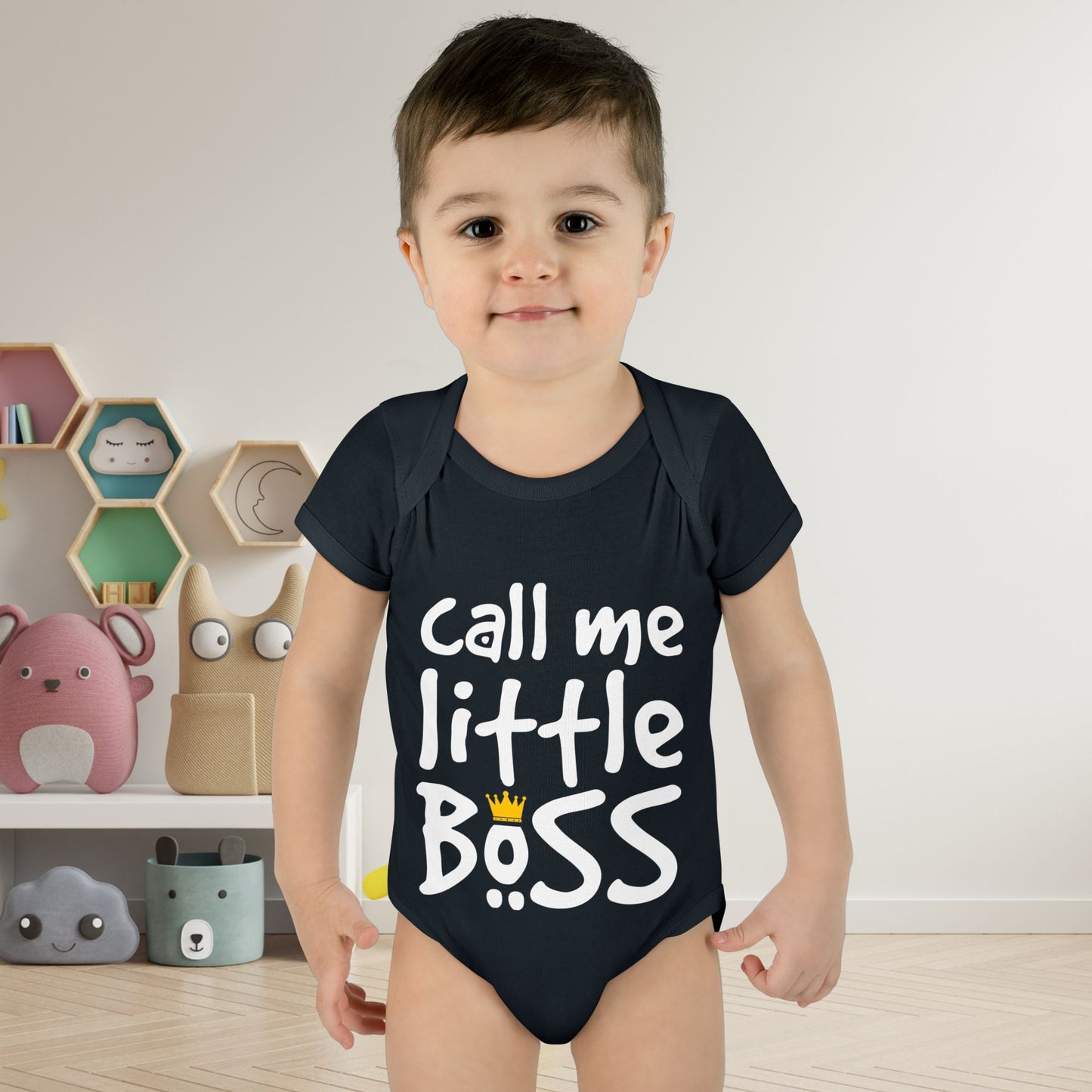 Call Me Little Boss (Crown) Infant Baby Rib Bodysuit