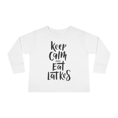 Keep Calm & Eat Latkes Toddler Long Sleeve Tee