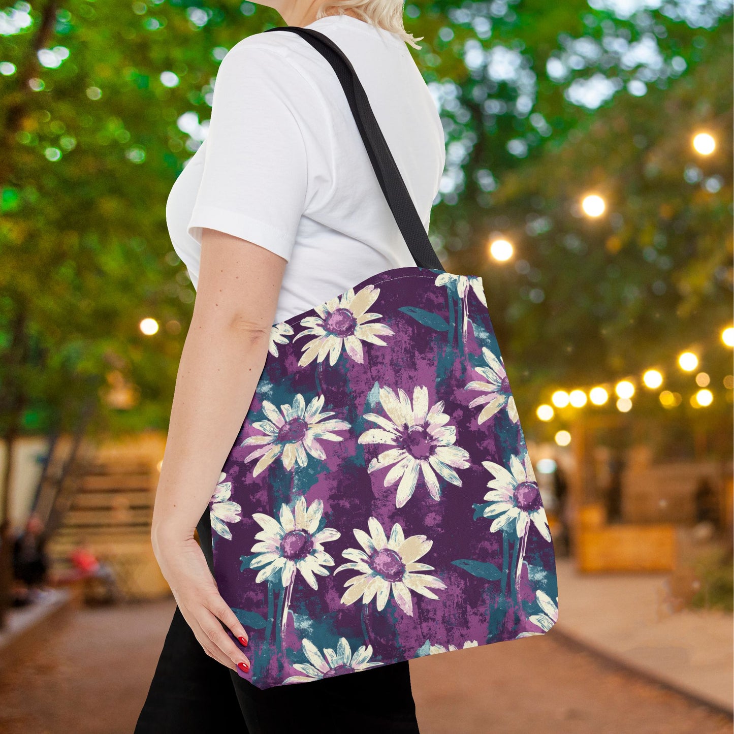 Twilight Daisy Meadow Canvas Tote Bag