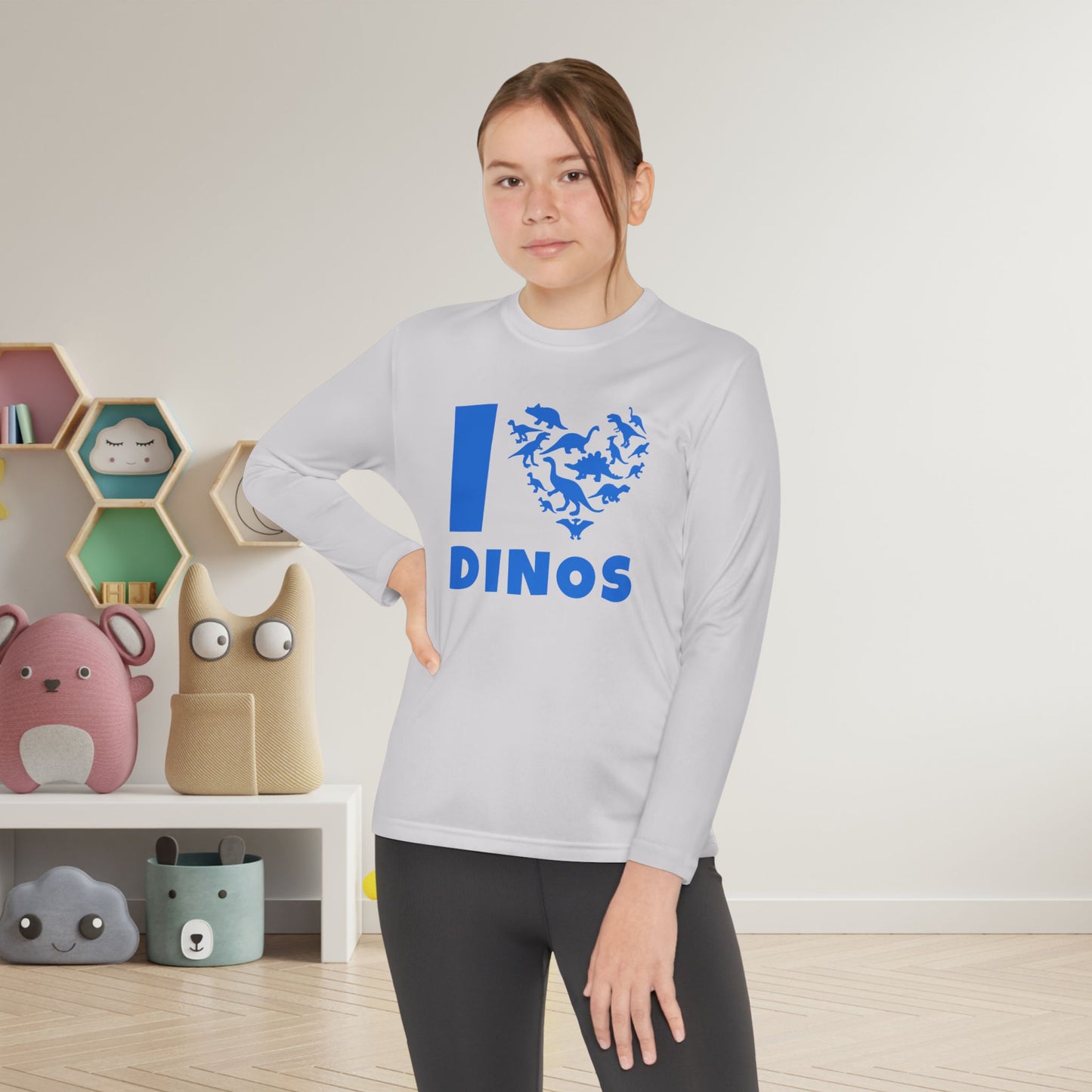 I Love Dinos (Dino Heart) Youth Long Sleeve Tee
