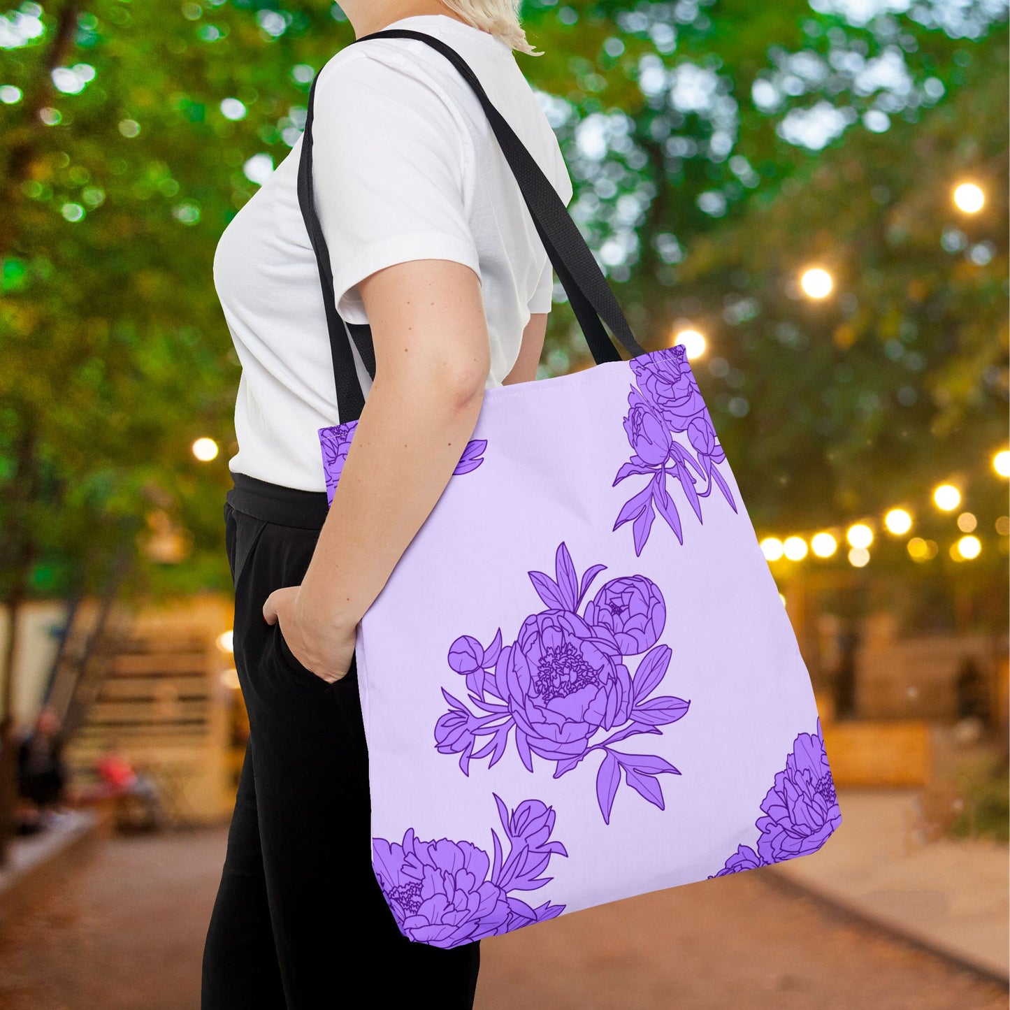 Royal Orchid Peonies Canvas Tote Bag
