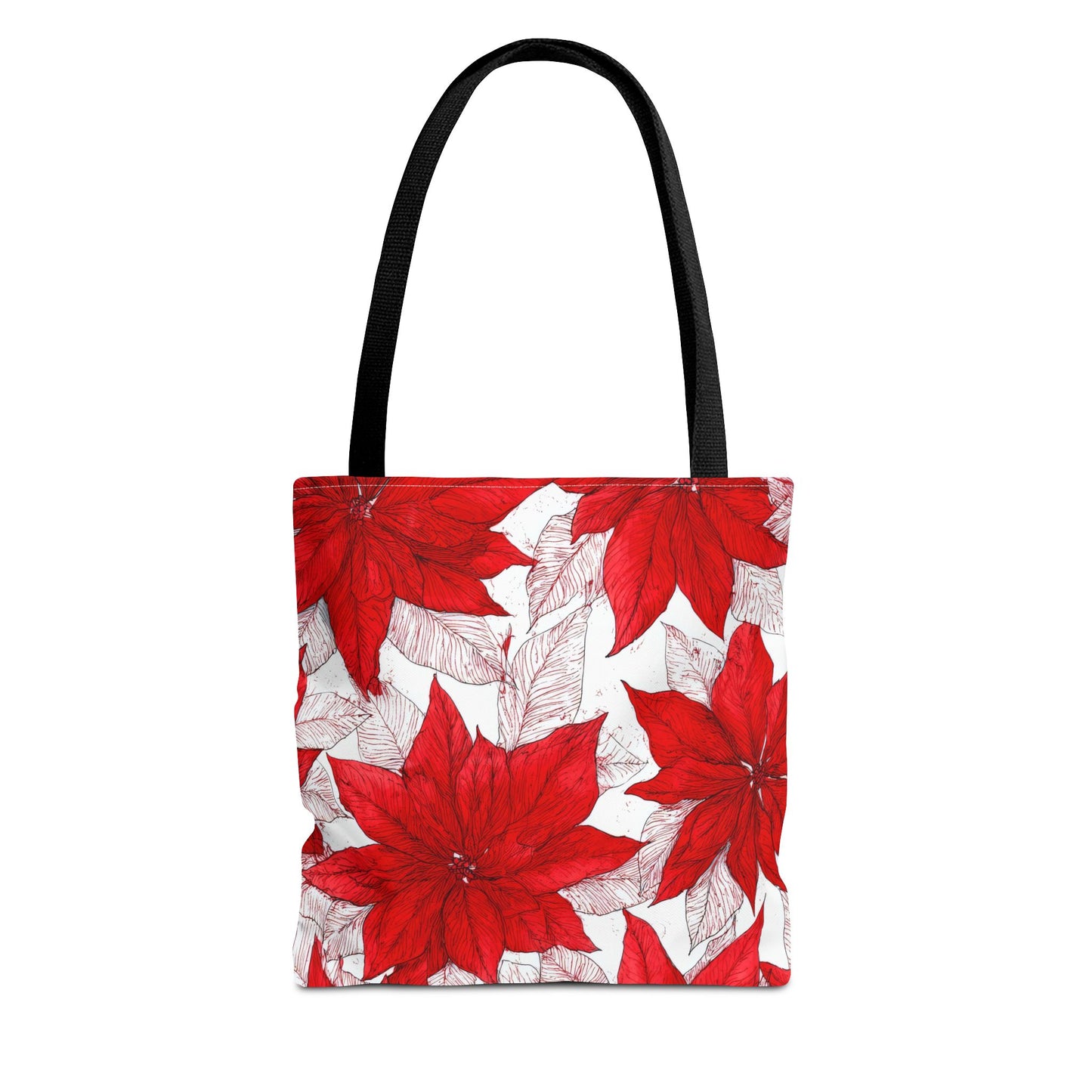 Crimson Poinsettia Sketch Canvas Tote Bag