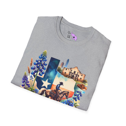 Texas Cowboy & Bluebonnets Adult T-shirt