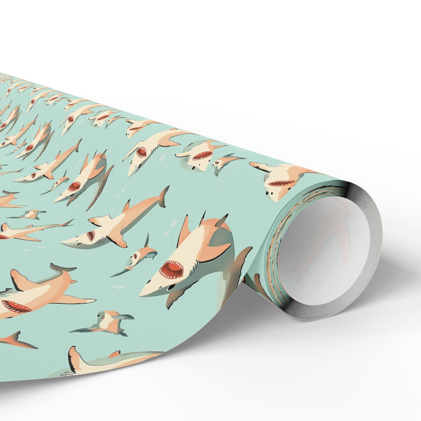 Aquamarine Sharks Wrapping Paper