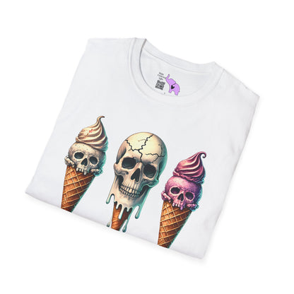 Ice Cream Cone Skull Adult T-shirt