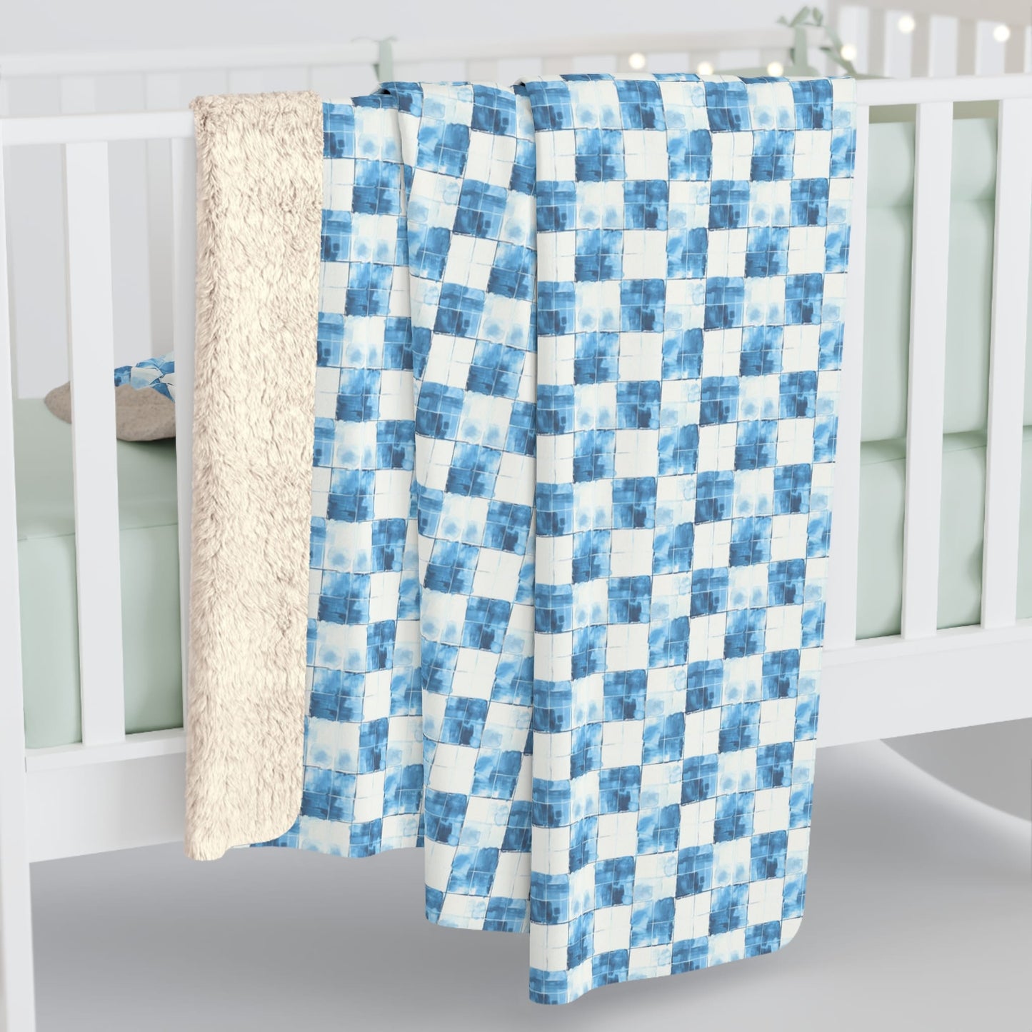 Cozy Blue Checkered Fleece Blanket