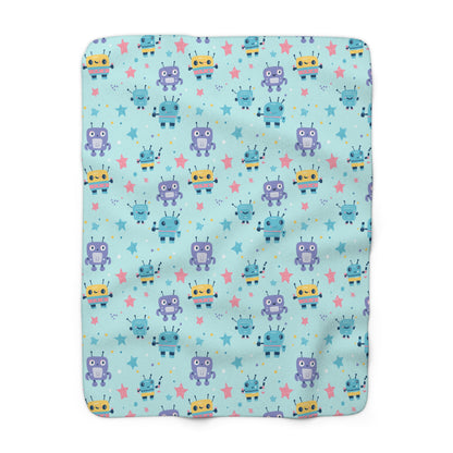 Robo Galaxy Giggles Sherpa Fleece Blanket