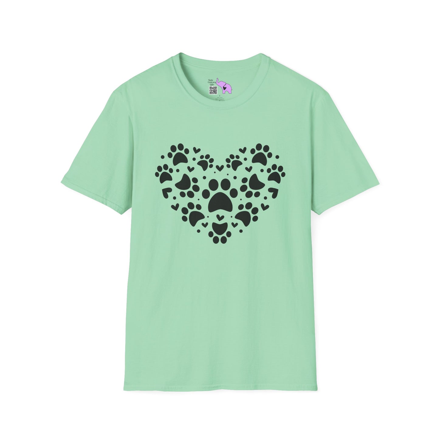 Paw Print Heart Adult T-shirt