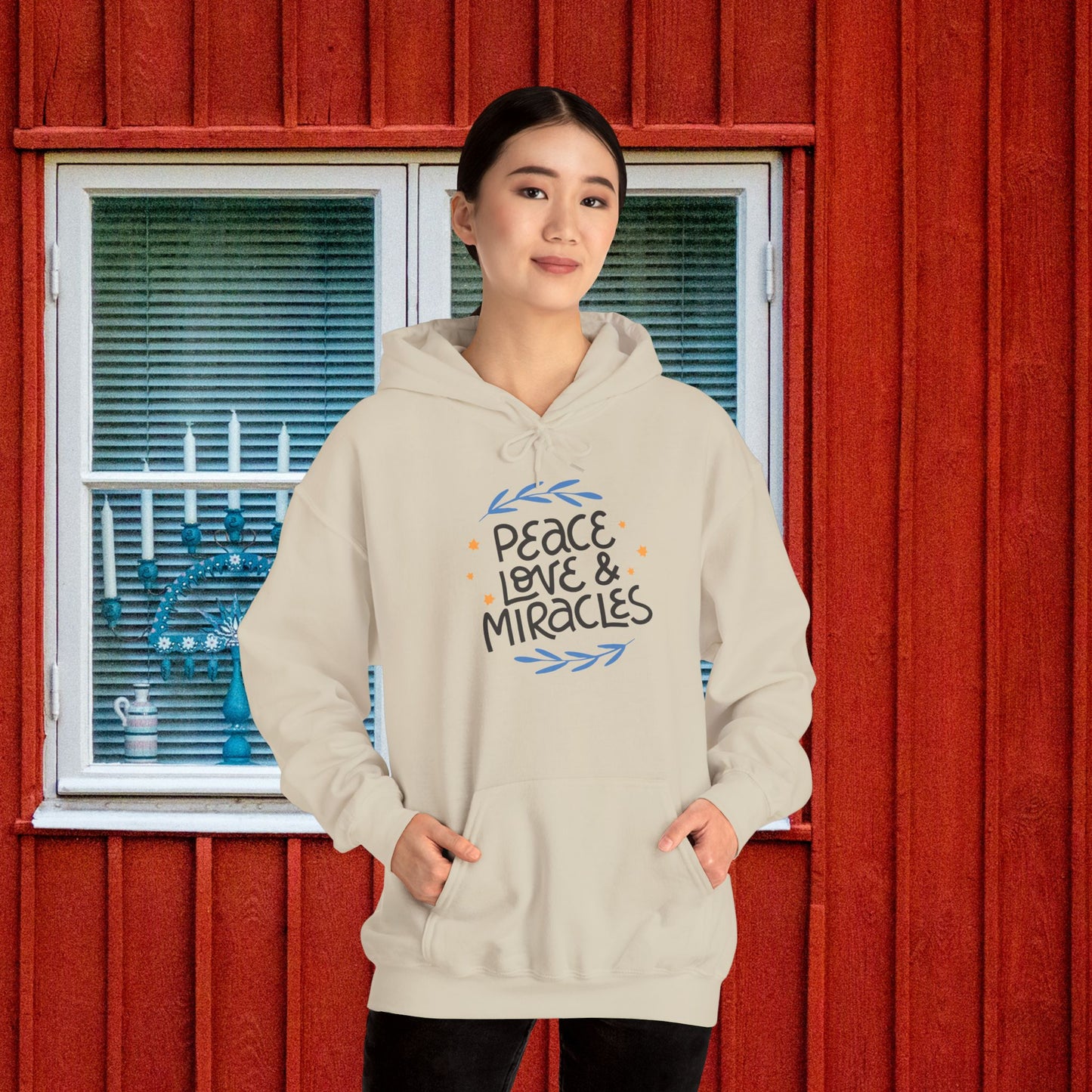 Hanukkah Peace Love & Miracles 2 Heavy Blend™ Hooded Sweatshirt