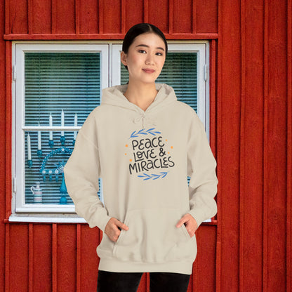 Hanukkah Peace Love & Miracles 2 Heavy Blend™ Hooded Sweatshirt