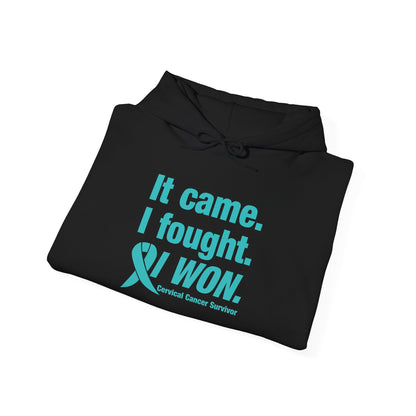 It Came I Fought I Won Cervical Cancer Awareness Adult Heavy Blend™ Hoodie