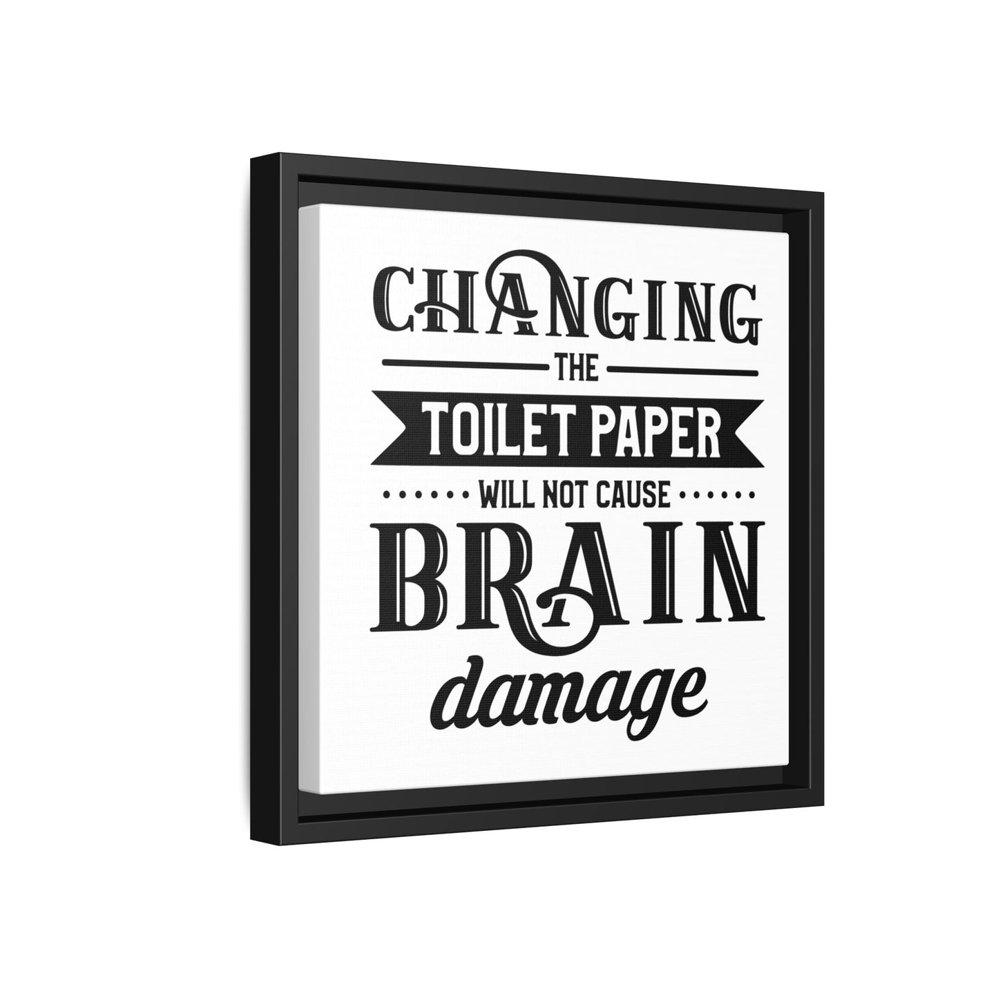 Changing The Toilet Paper Will Not Cause Brain Damage Framed Canvas Bathroom Art