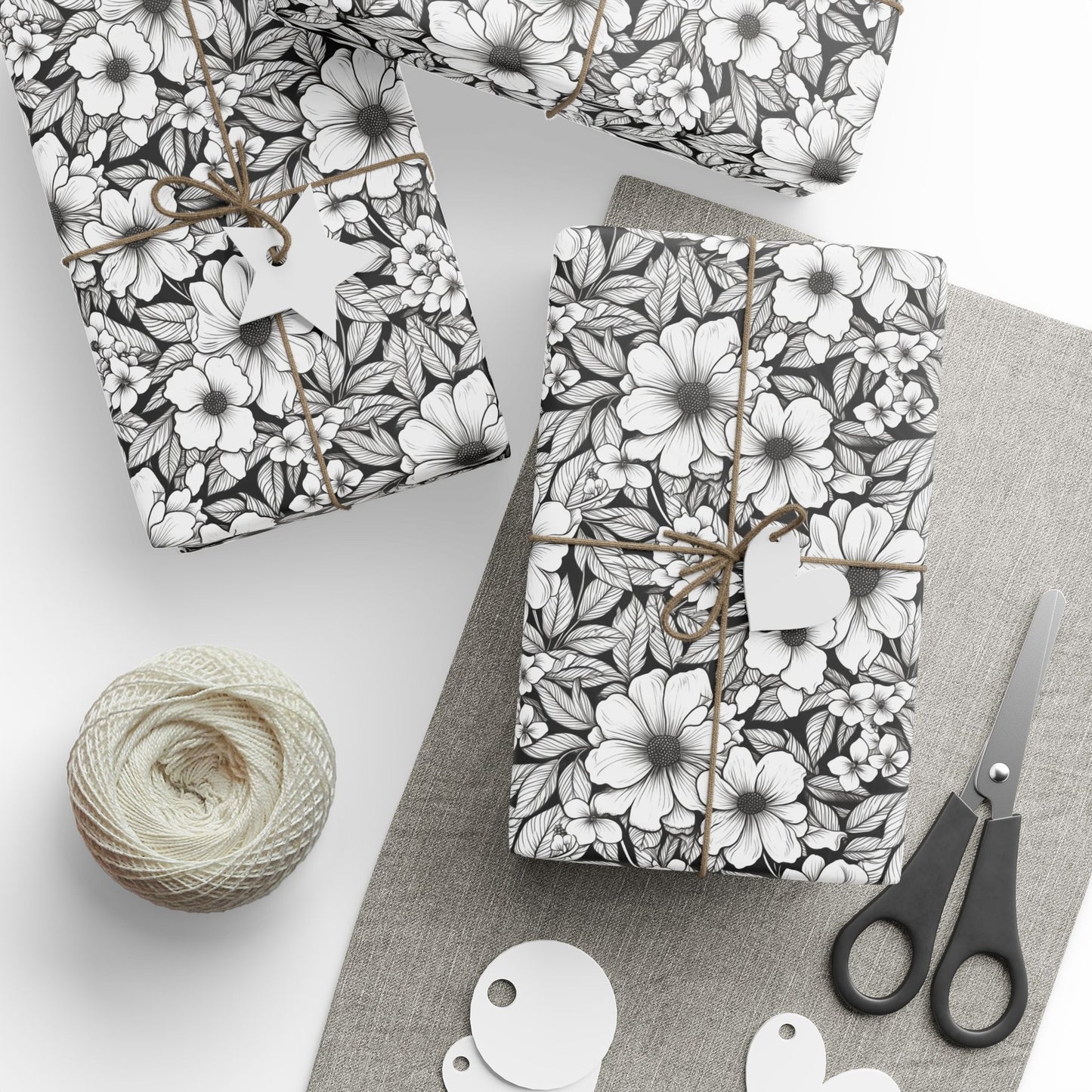 Black & White Forget-Me-Nots Gift Wrap for All Occasions