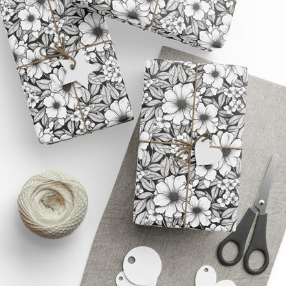 Black & White Forget-Me-Nots Gift Wrap for All Occasions