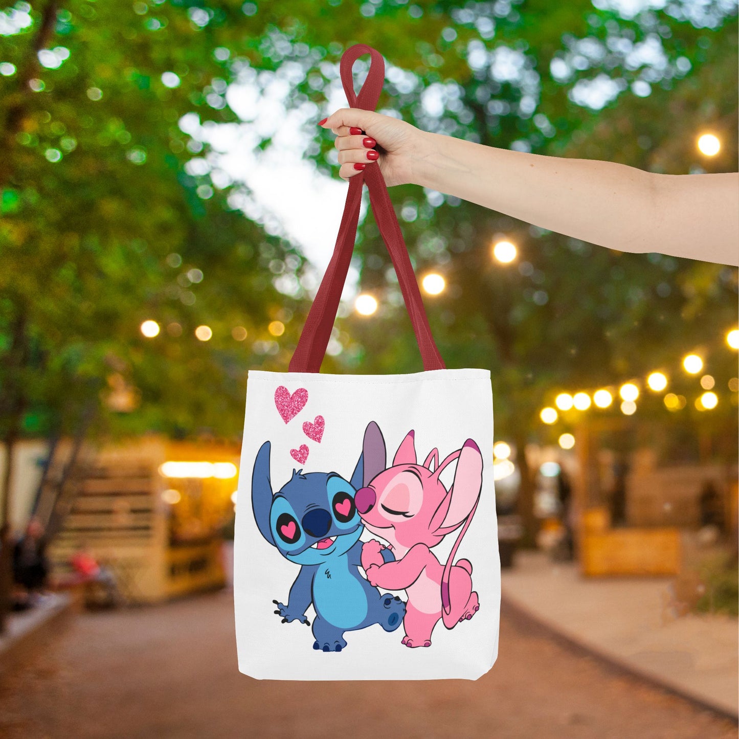 Valentines Stitch Kiss Tote Bag