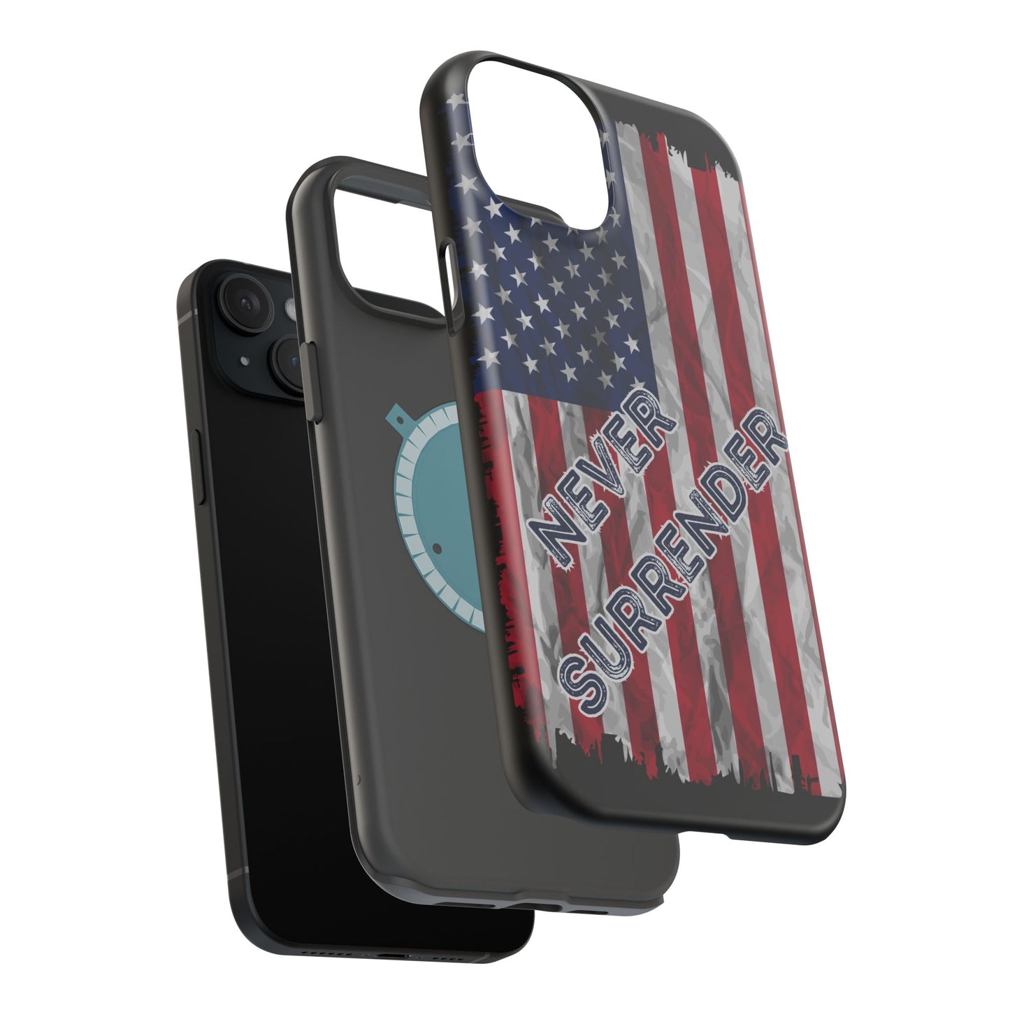 Never Surrender American Flag MagSafe® Compatible Tough Case for iPhone