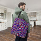 Warped Purple Checkered Canvas Tote Bag
