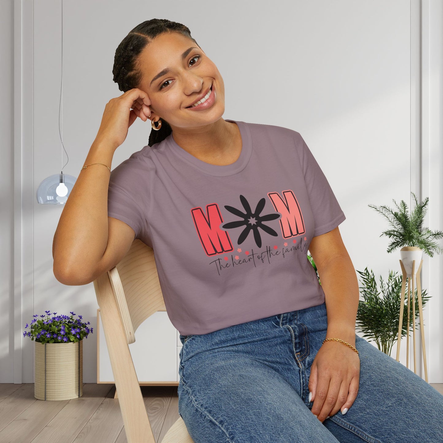 Mom The Heart Of The Family Adult T-shirt