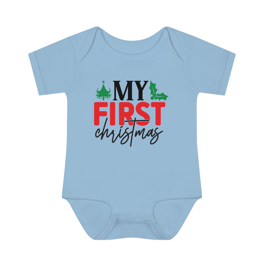 My First Christmas 2 Infant Baby Rib Bodysuit