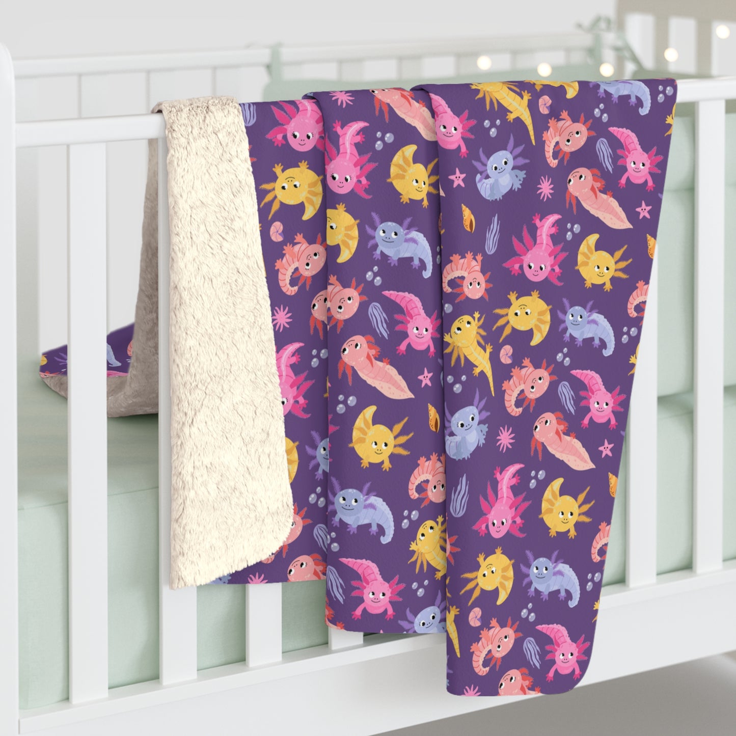 Axolotl Adventures Sherpa Fleece Blanket