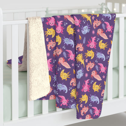 Axolotl Adventures Sherpa Fleece Blanket