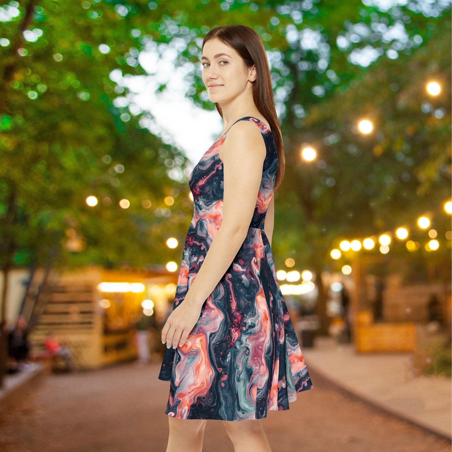 Pink Venom Marble Women's Skater Dress