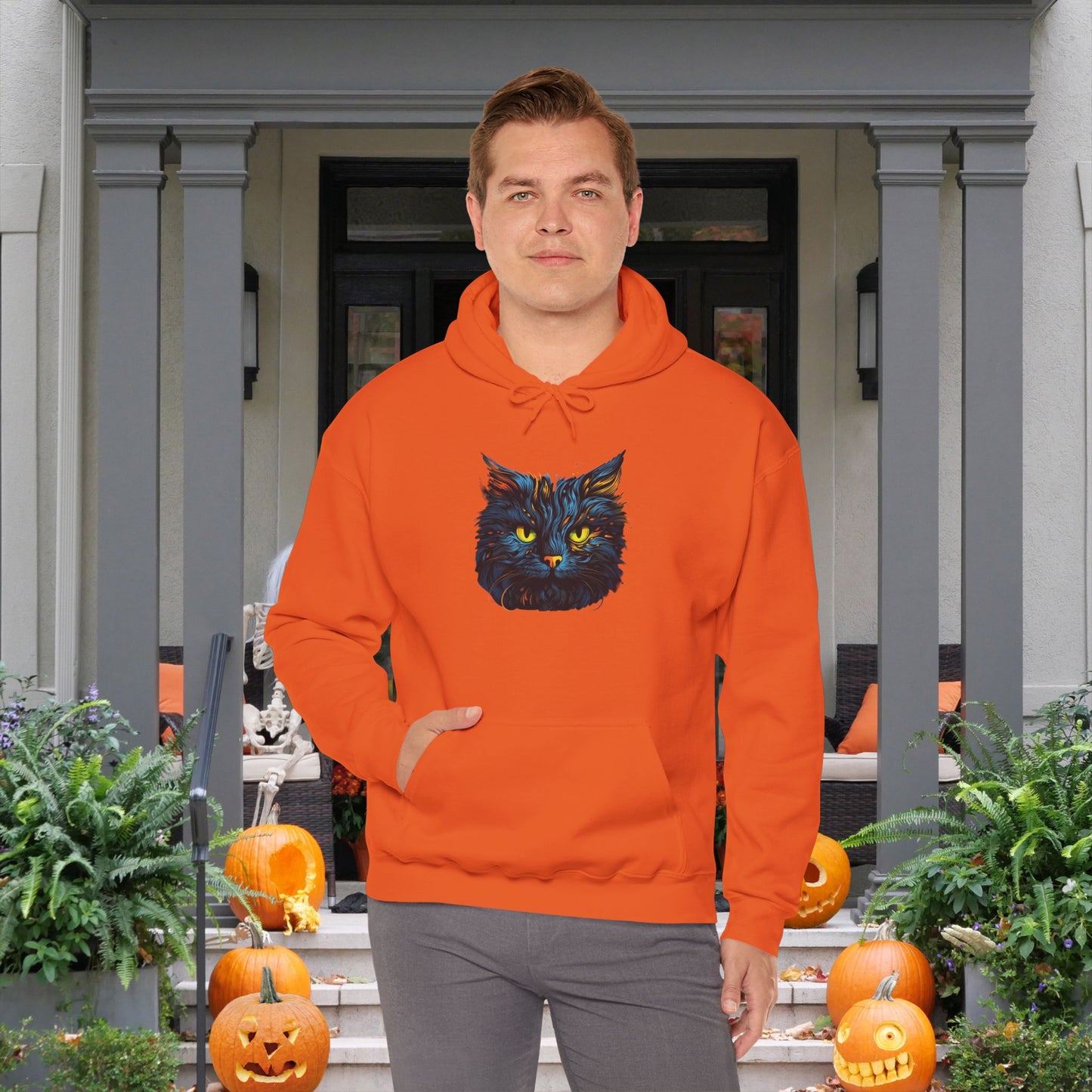 Creepy Black Cat 15 Heavy Blend™ Hooded Sweatshirt