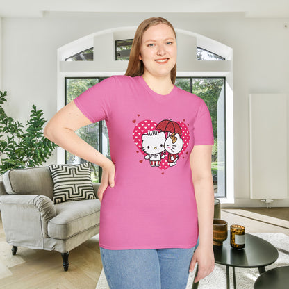 Valentines Hello Kitty Couple Adult Unisex Tshirt