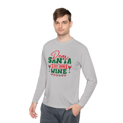 Dear Santa Just Bring Wine Adult Long Sleeve Tee