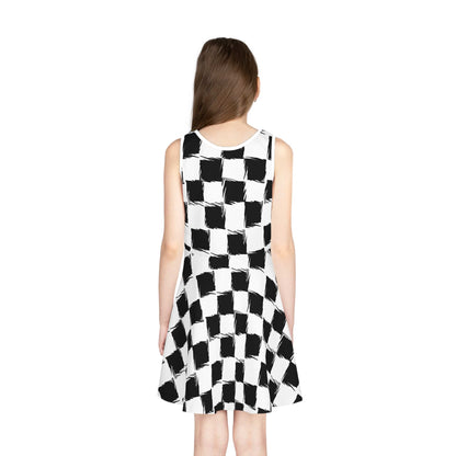 Distorted Check Girls' Sleeveless Sundress