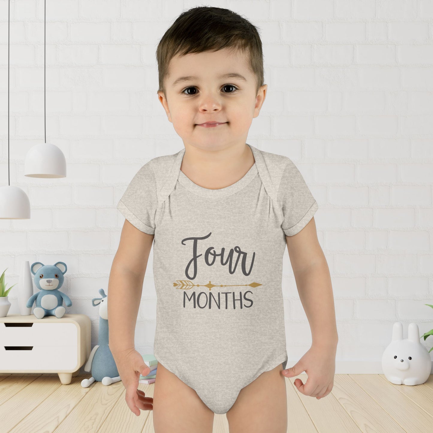 Golden Arrow Milestone Baby Bodysuit-Four Months